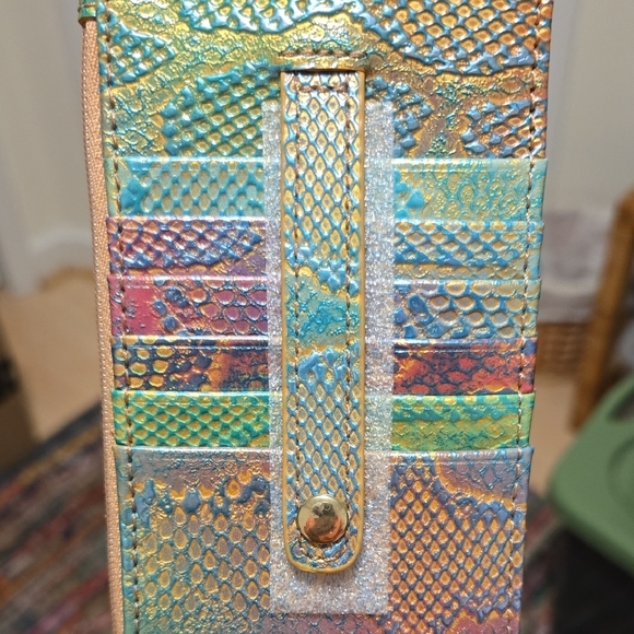 BRAHMIN CREDIT CARD WALLET in DELIGHT ALL OVER SNAKE multicolor Leather. NWT. - Picture 11 of 15